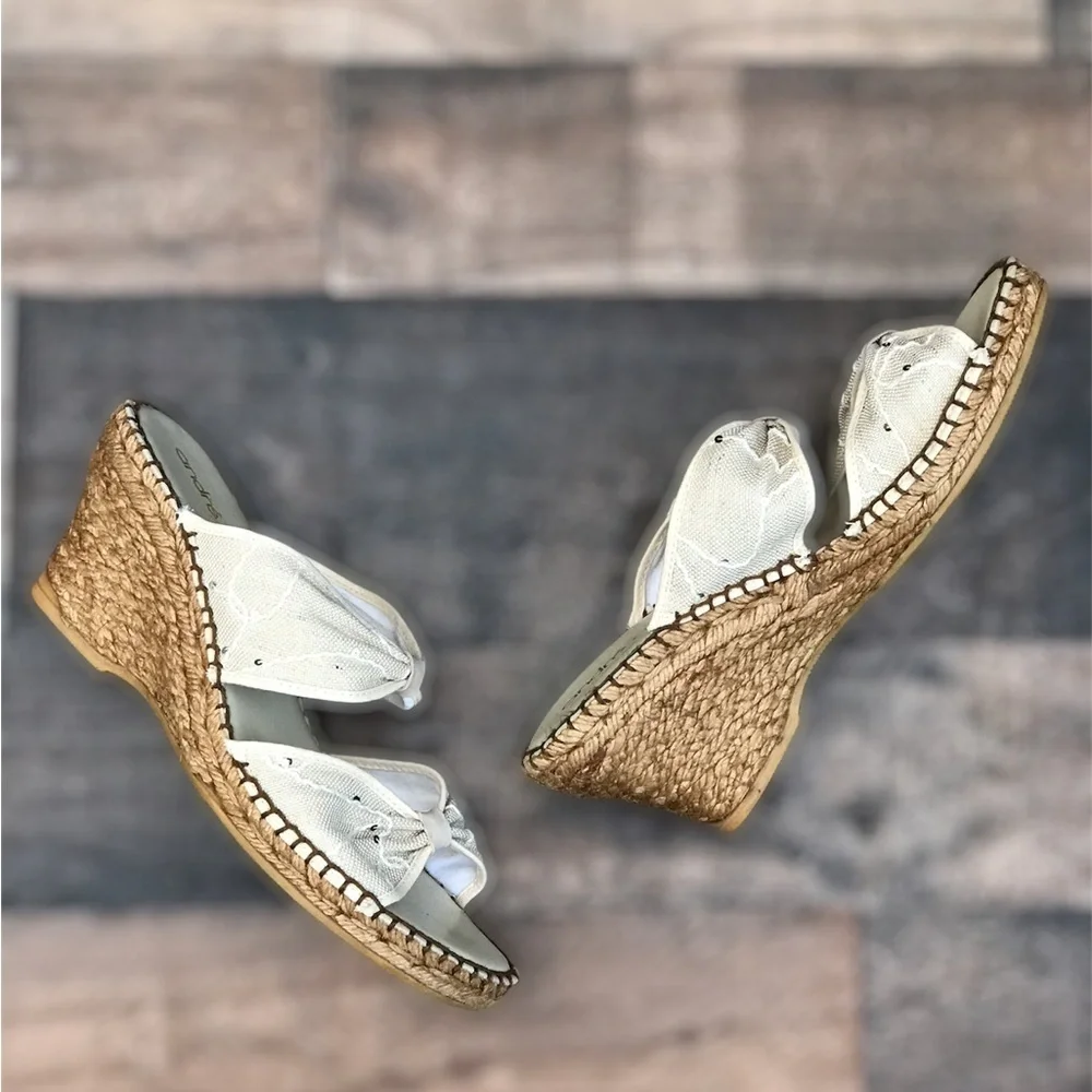 ANDRE ASSOUS Jute Espadrilles canvas wedge Beige Size 10